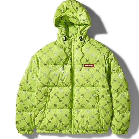 Sprayground Jackets & Coats Moneygram Neon Green Puffer Jacket